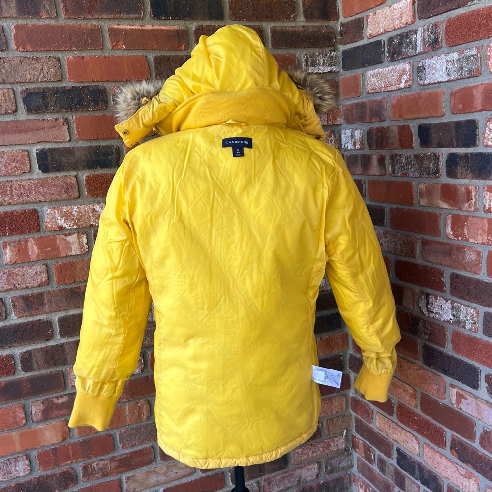 LANDS END YELLOW DOWN PUFFER COAT SIZE SMALL - Picture 6 of 16